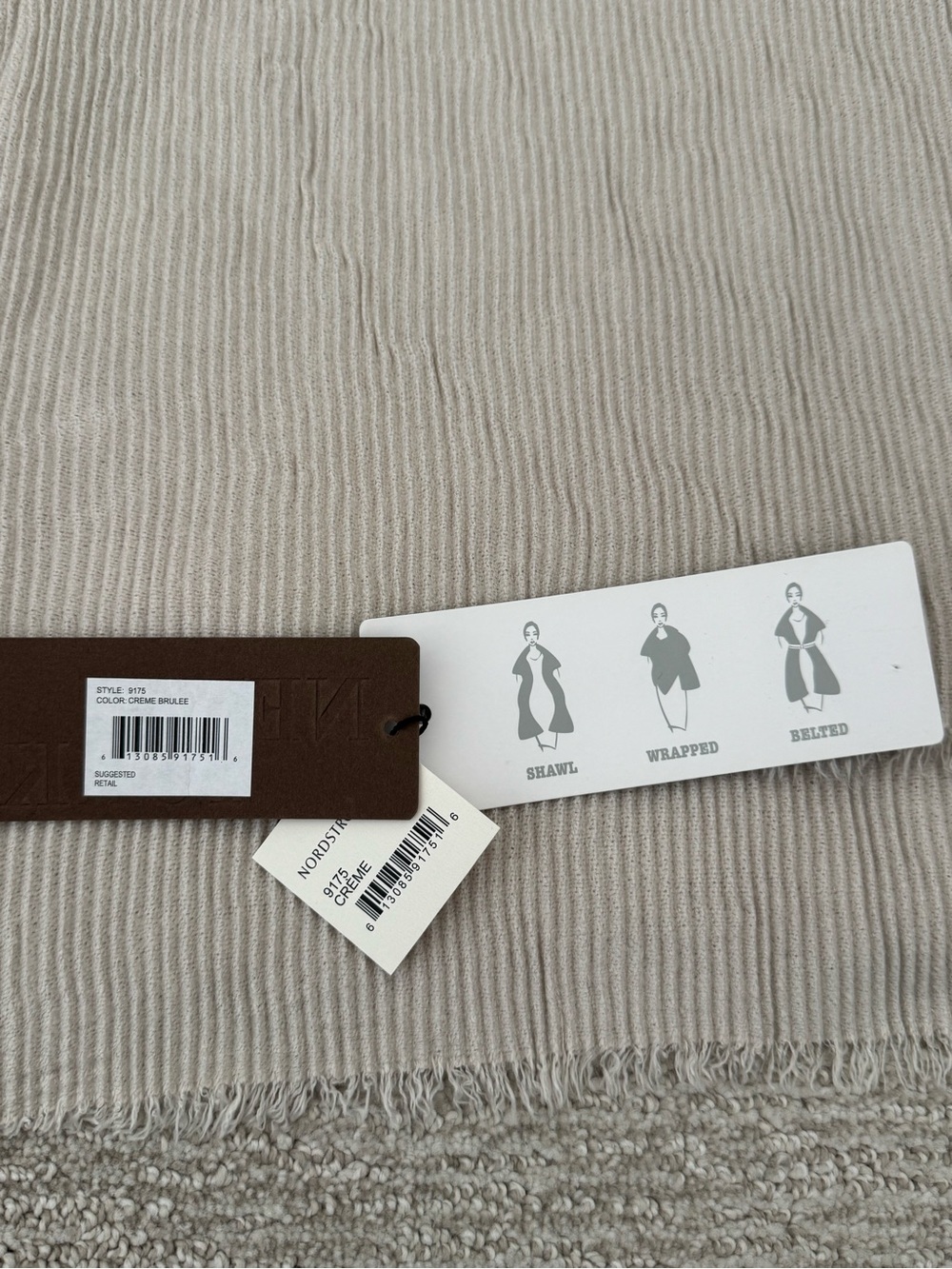 NWT Modena New York Ribbed Blanket Scarf in Cream Beige 33x81” - Picture 4 of 4